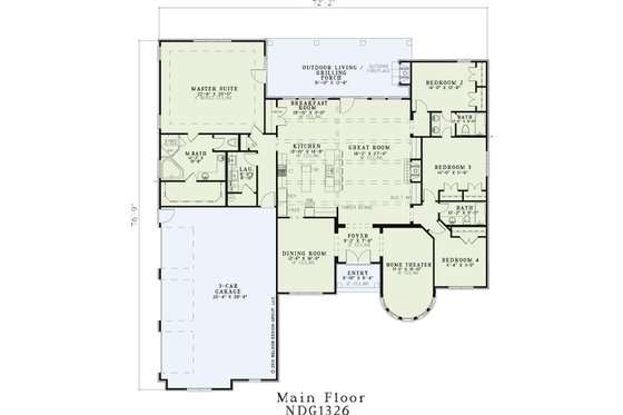 Floor Plan - Main Floor for Country House Plan #17-3340 - 4 bed, 3 bath