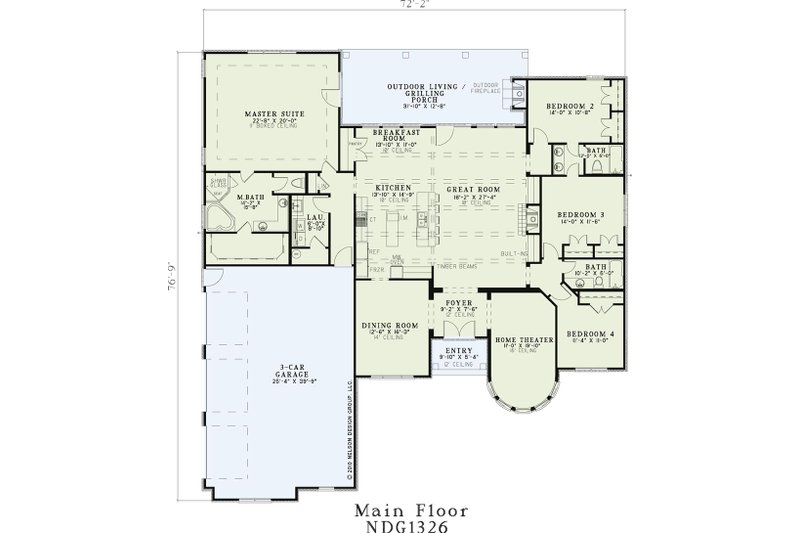 Home Plan - Floor Plan - Main Floor for Country House Plan #17-3340 - 4 bed, 3 bath