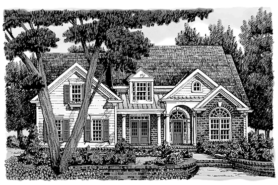Exterior - Front Elevation 3 for Colonial House Plan #927-837 - 4 bed, 3 bath