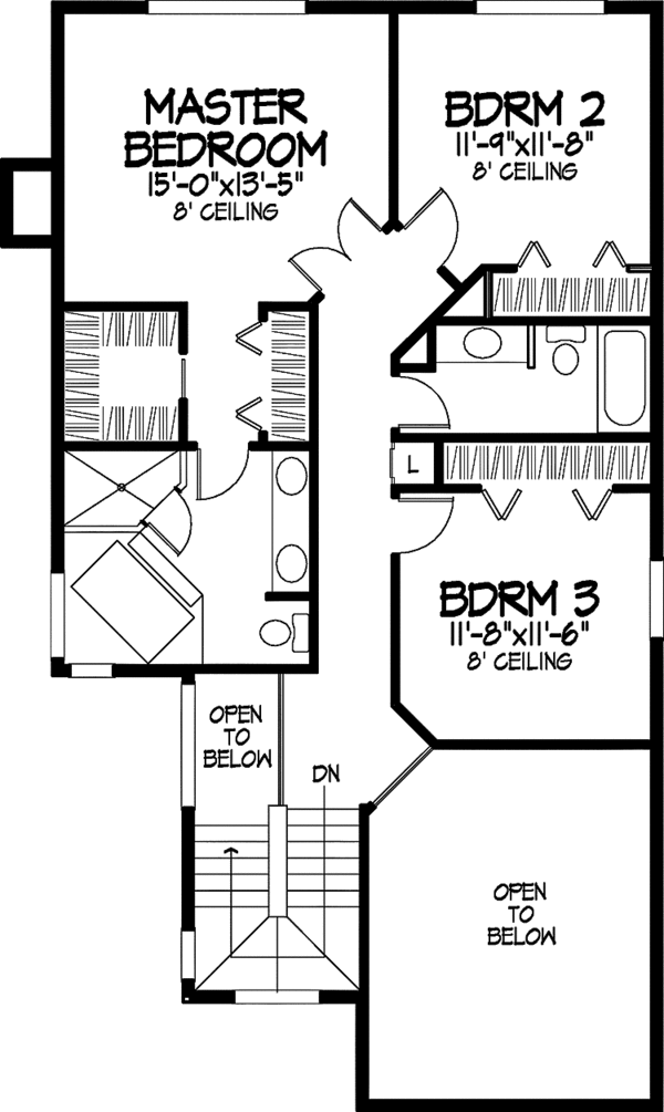 Architectural House Design - Traditional Floor Plan - Upper Floor Plan #320-882
