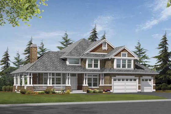 Exterior - Front Elevation 3 for Craftsman House Plan #132-507 - 4 bed, 3.5 bath