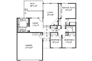 Floor Plan - Main Floor for Contemporary House Plan #60-873 - 3 bed, 2 bath