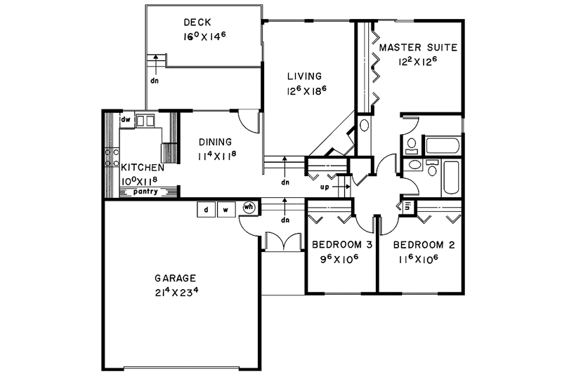 Home Plan - Floor Plan - Main Floor for Contemporary House Plan #60-873 - 3 bed, 2 bath