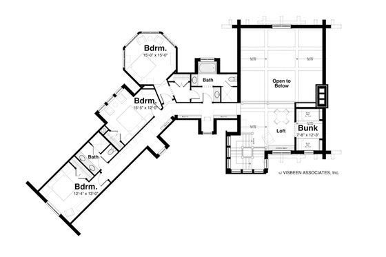 Floor Plan - Upper Floor for Log House Plan #928-258 - 5 bed, 4 bath