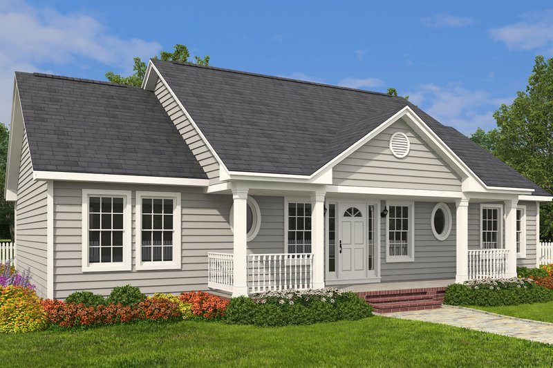 Home Plan - Exterior - Front Elevation 3 for Ranch House Plan #1082-10 - 3 bed, 2 bath