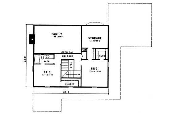 Floor Plan - Upper Floor for Country House Plan #10-245 - 3 bed, 2.5 bath