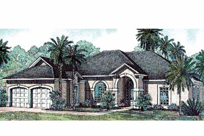 House Blueprint - Exterior - Front Elevation 3 for Mediterranean House Plan #17-3203 - 3 bed, 2 bath