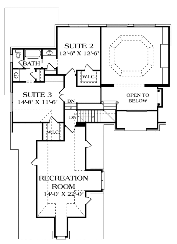 House Blueprint - Traditional Floor Plan - Upper Floor Plan #453-562