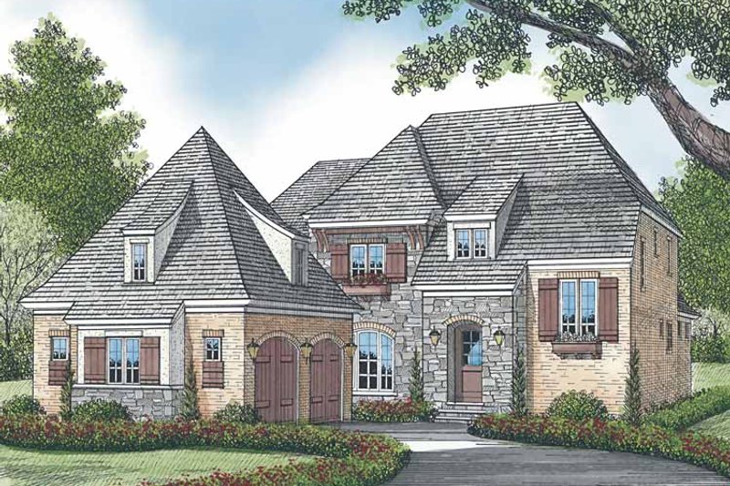 Architectural House Design - Exterior - Front Elevation 3 for European House Plan #453-571 - 4 bed, 4.5 bath