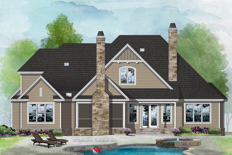 Architectural House Design - Exterior - Rear Elevation for Craftsman House Plan #929-1080 - 4 bed, 3.5 bath