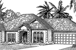 European Exterior - Front Elevation Plan #17-3011
