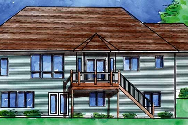 House Blueprint - Exterior - Rear Elevation for Prairie House Plan #320-995 - 3 bed, 2.5 bath