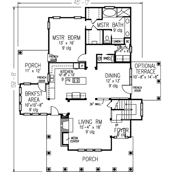 Architectural House Design - Bungalow Floor Plan - Main Floor Plan #410-241