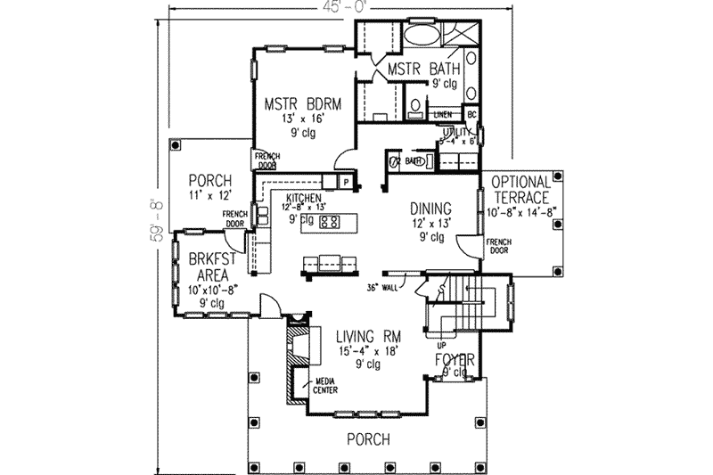 Dream House Plan - Floor Plan - Main Floor for Bungalow House Plan #410-241 - 3 bed, 2.5 bath