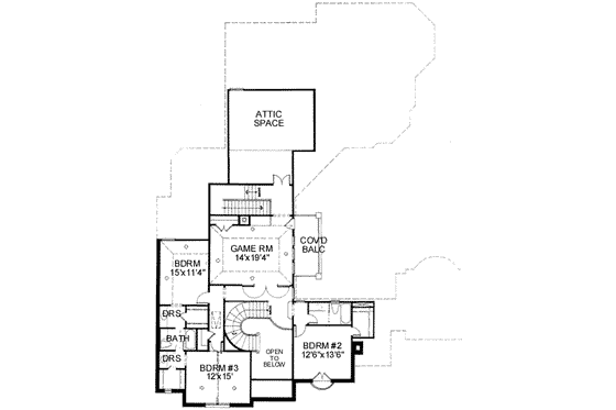Floor Plan - Upper Floor for European House Plan #141-152 - 5 bed, 5 bath