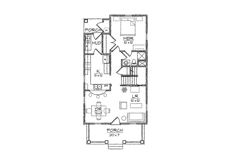 House Design - Floor Plan - Main Floor for Craftsman House Plan #936-12 - 3 bed, 2 bath