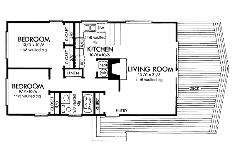 Architectural House Design - Floor Plan - Main Floor for Country House Plan #320-802 - 2 bed, 1 bath