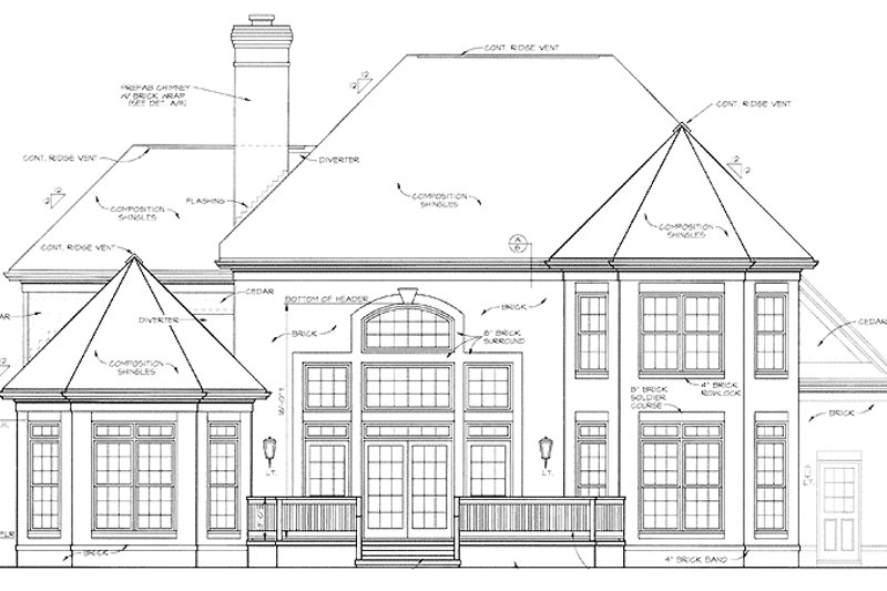 Home Plan - Exterior - Rear Elevation for Country House Plan #453-307 - 4 bed, 3.5 bath