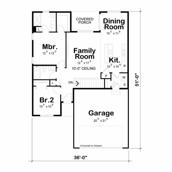Architectural House Design - Floor Plan - Main Floor for Modern House Plan #20-2651 - 2 bed, 2 bath