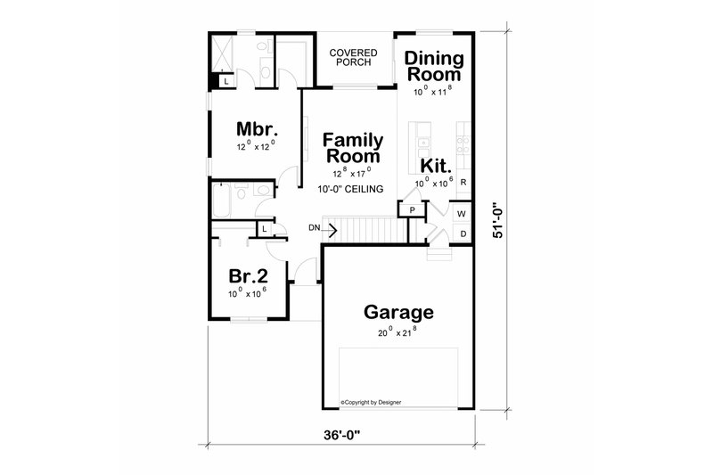 Architectural House Design - Floor Plan - Main Floor for Modern House Plan #20-2651 - 2 bed, 2 bath