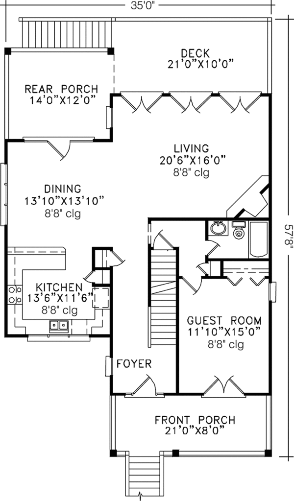 House Design - Country Floor Plan - Main Floor Plan #991-8