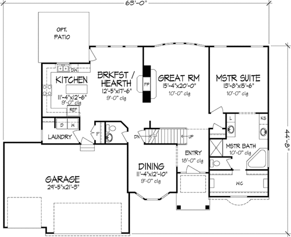 Architectural House Design - Prairie Floor Plan - Main Floor Plan #320-1409