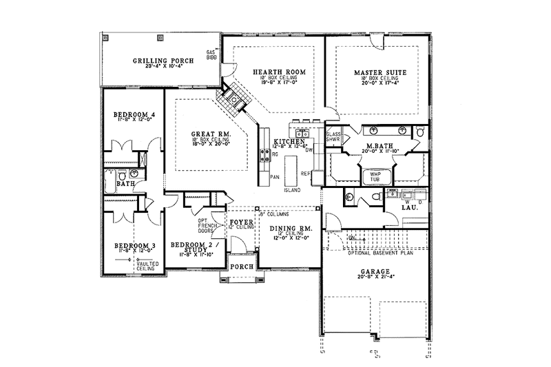 Dream House Plan - Floor Plan - Main Floor for Ranch House Plan #17-2792 - 4 bed, 2.5 bath