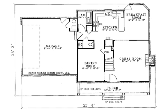 Floor Plan - Main Floor for Farmhouse House Plan #17-234 - 3 bed, 2.5 bath