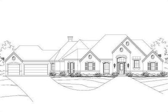 Exterior - Front Elevation for European House Plan #411-257 - 3 bed, 2.5 bath