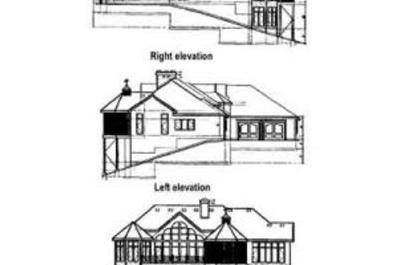 Exterior - Rear Elevation for European House Plan #67-217 - 3 bed, 3 bath