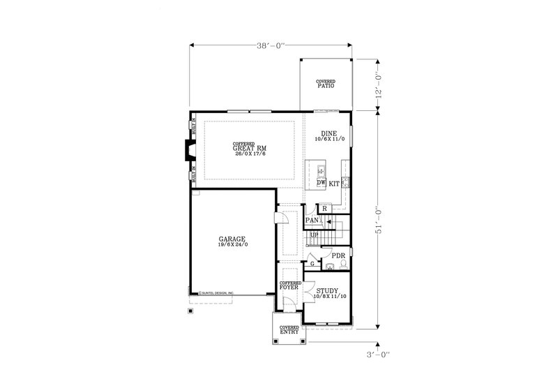 House Blueprint - Floor Plan - Main Floor for Craftsman House Plan #53-756 - 5 bed, 2.5 bath