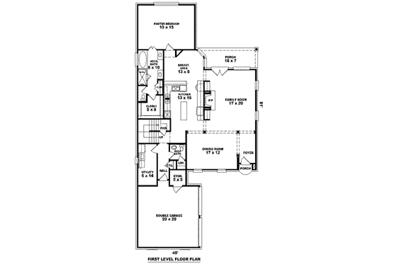 Floor Plan - Main Floor for Colonial House Plan #81-1485 - 4 bed, 2.5 bath