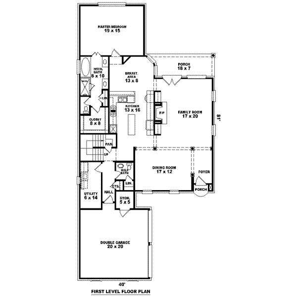 Colonial Floor Plan - Main Floor Plan #81-1485
