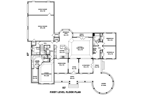 Floor Plan - Main Floor for Southern House Plan #81-1303 - 3 bed, 2.5 bath