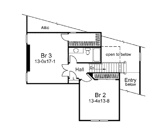 House Blueprint - Farmhouse Floor Plan - Upper Floor Plan #57-299