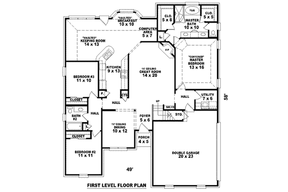 Floor Plan - Main Floor for European House Plan #81-1510 - 3 bed, 2 bath