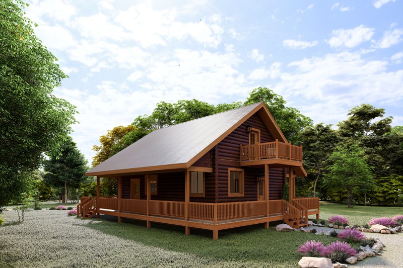House Design - Exterior - Rear Elevation 1 for Log House Plan #1060-413 - 1 bed, 2 bath