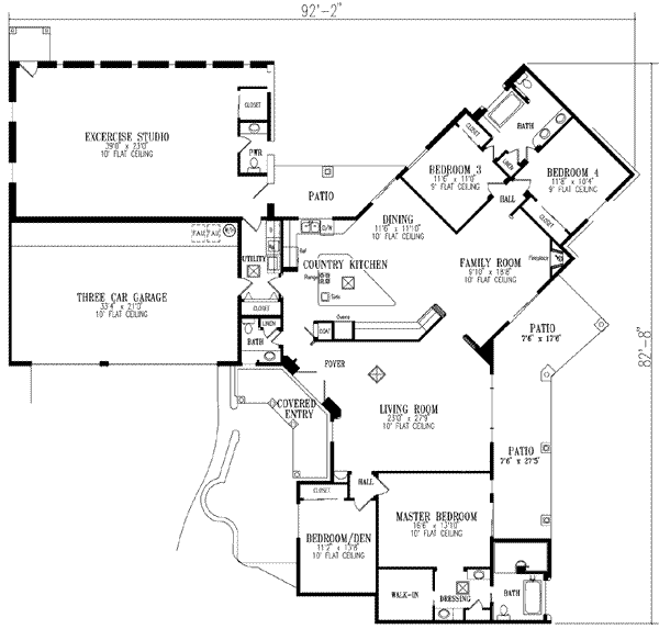 Adobe / Southwestern Floor Plan - Main Floor Plan #1-868