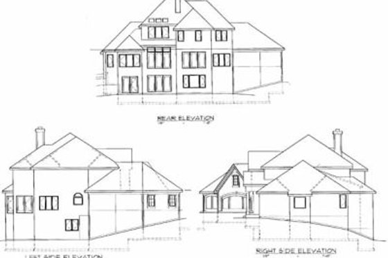 Exterior - Rear Elevation for European House Plan #67-307 - 4 bed, 3 bath