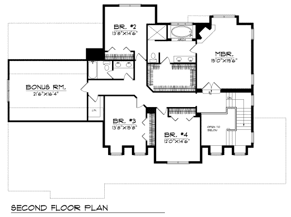 Architectural House Design - Southern Floor Plan - Upper Floor Plan #70-526