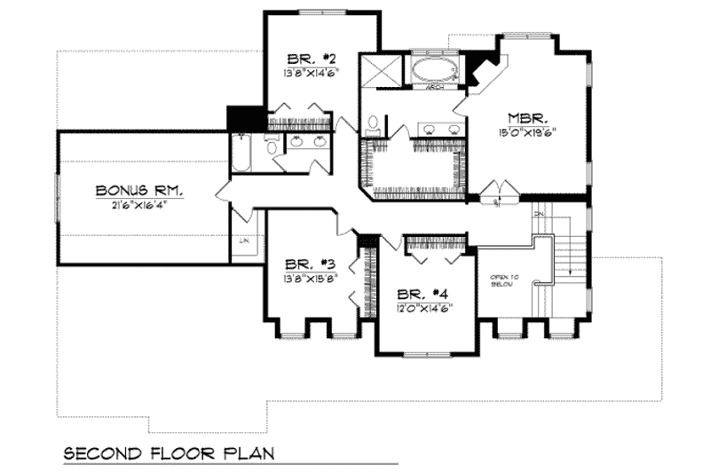 Home Plan - Floor Plan - Upper Floor for Southern House Plan #70-526 - 4 bed, 2.5 bath