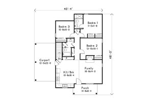 Floor Plan - Main Floor for Bungalow House Plan #22-585 - 3 bed, 2 bath