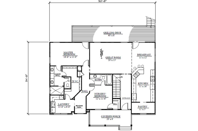 Home Plan - Floor Plan - Main Floor for Ranch House Plan #123-112 - 4 bed, 3 bath