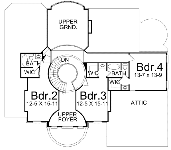 Architectural House Design - Colonial Floor Plan - Upper Floor Plan #119-126