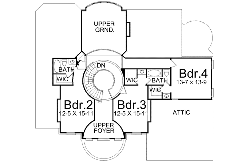 Home Plan - Floor Plan - Upper Floor for Colonial House Plan #119-126 - 4 bed, 3.5 bath