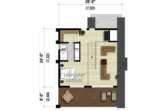 Floor Plan - Upper Floor for Cottage House Plan #25-4933 - 3 bed, 2 bath