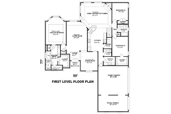 Floor Plan - Main Floor for European House Plan #81-13824 - 4 bed, 3.5 bath