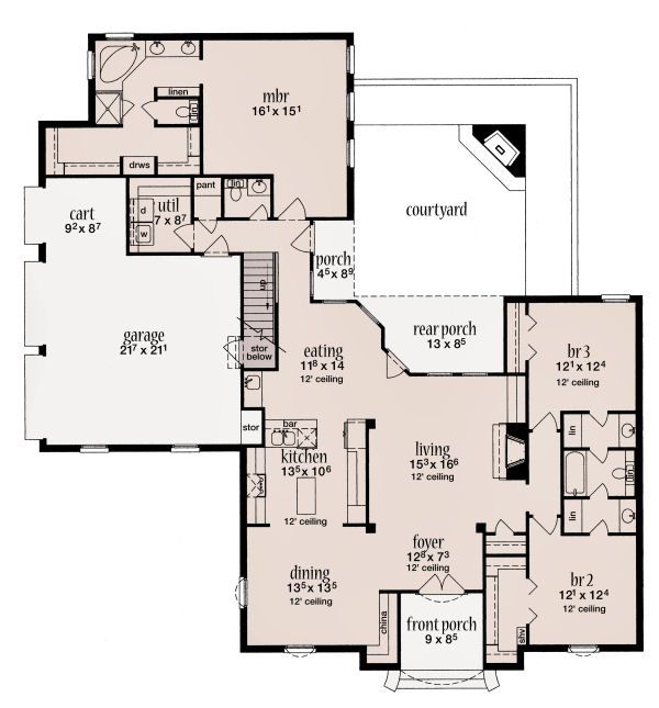 House Plan Design - European Floor Plan - Main Floor Plan #36-484