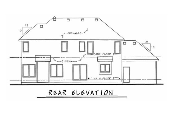 Exterior - Rear Elevation for Craftsman House Plan #20-2127 - 4 bed, 3.5 bath
