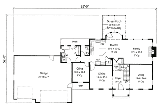 Floor Plan - Main Floor for Colonial House Plan #51-120 - 4 bed, 2.5 bath